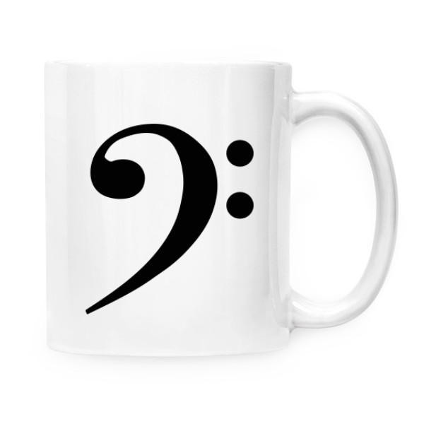 Hrnek malý bílý s potiskem Basový klíč